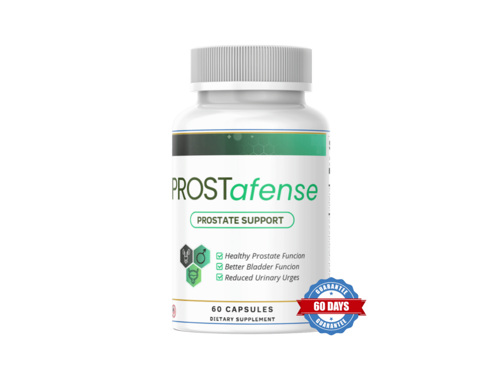 PROSTafense dietary supplement bottle for prostate support, featuring natural herbal ingredients for healthy bladder and urinary function.